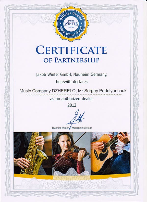 Certificate of partnership Jakob Winter