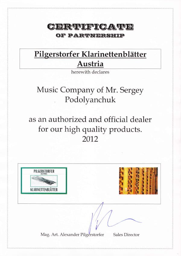 Certificate of partnership Pilgerstorfer