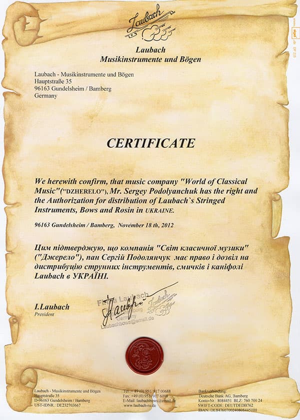 Certificate of partnership Laubach