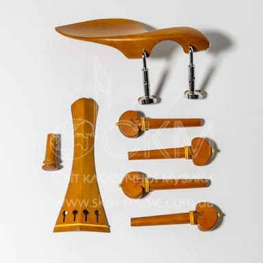 Набір для скрипки, самшит з бежевим оздобленням (підб. Guarneri, підгрифник Hill, 4-колка, ґудзик)