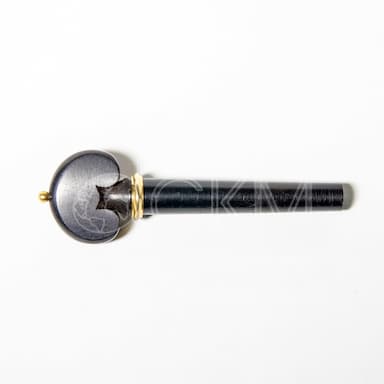 Кілок для скрипки модель Hearts, чорне дерево із золотою прикрасою, середній