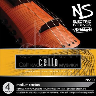 Струна для электровиолончели Фа (Low F) D'ADDARIO NS Electric, многожильная сталь/титан-серебро
