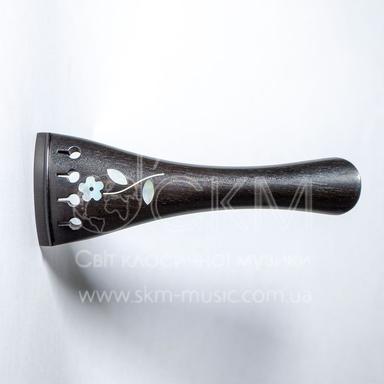 Violin tailpiece with Flower decoration, ebony/pearl